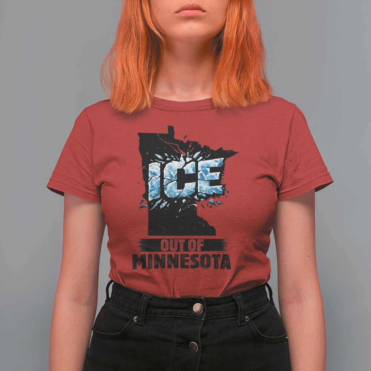Ice Out of Minnesota T Shirt For Women MN State Map Abolish Ice Protest