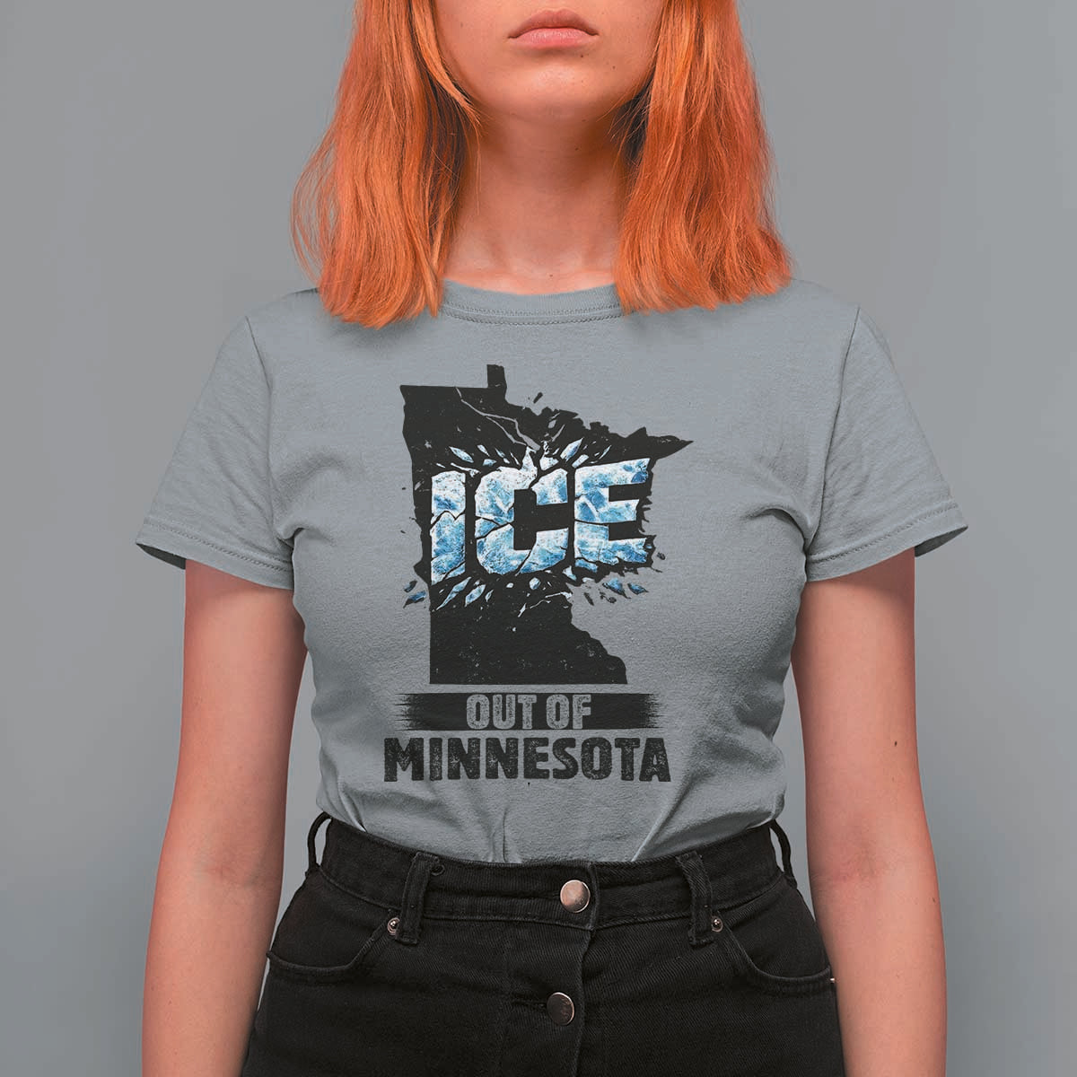 Ice Out of Minnesota T Shirt For Women MN State Map Abolish Ice Protest