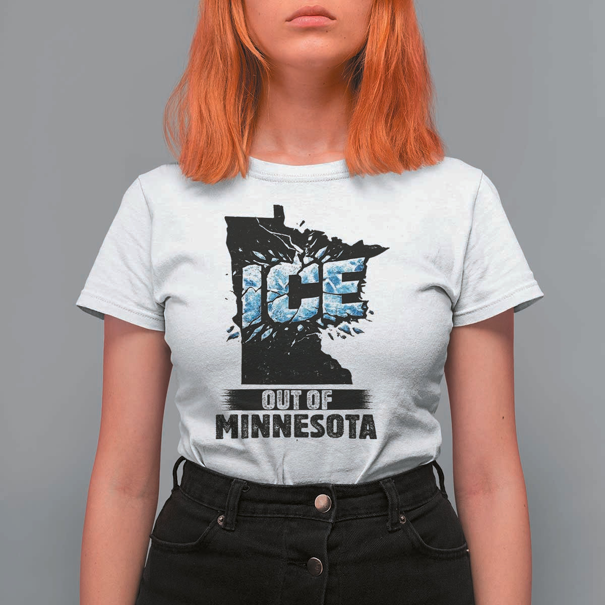 Ice Out of Minnesota T Shirt For Women MN State Map Abolish Ice Protest