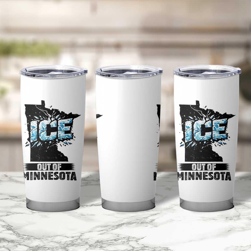 Ice Out of Minnesota Tumbler Cup MN State Map Abolish Ice Protest