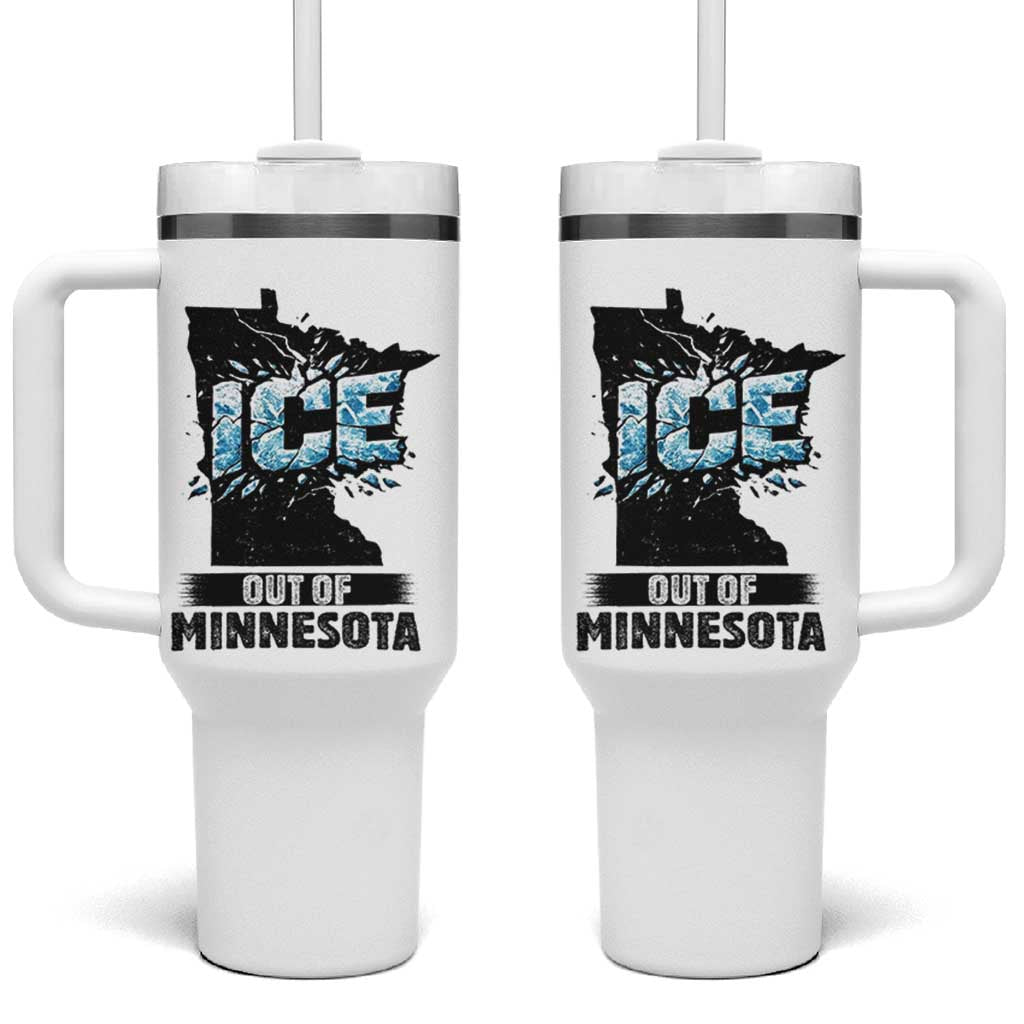 Ice Out of Minnesota Tumbler With Handle MN State Map Abolish Ice Protest