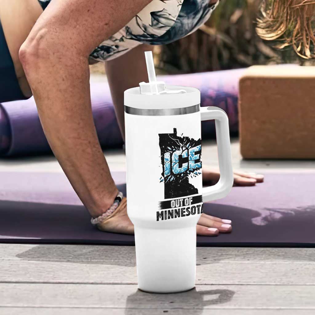 Ice Out of Minnesota Tumbler With Handle MN State Map Abolish Ice Protest