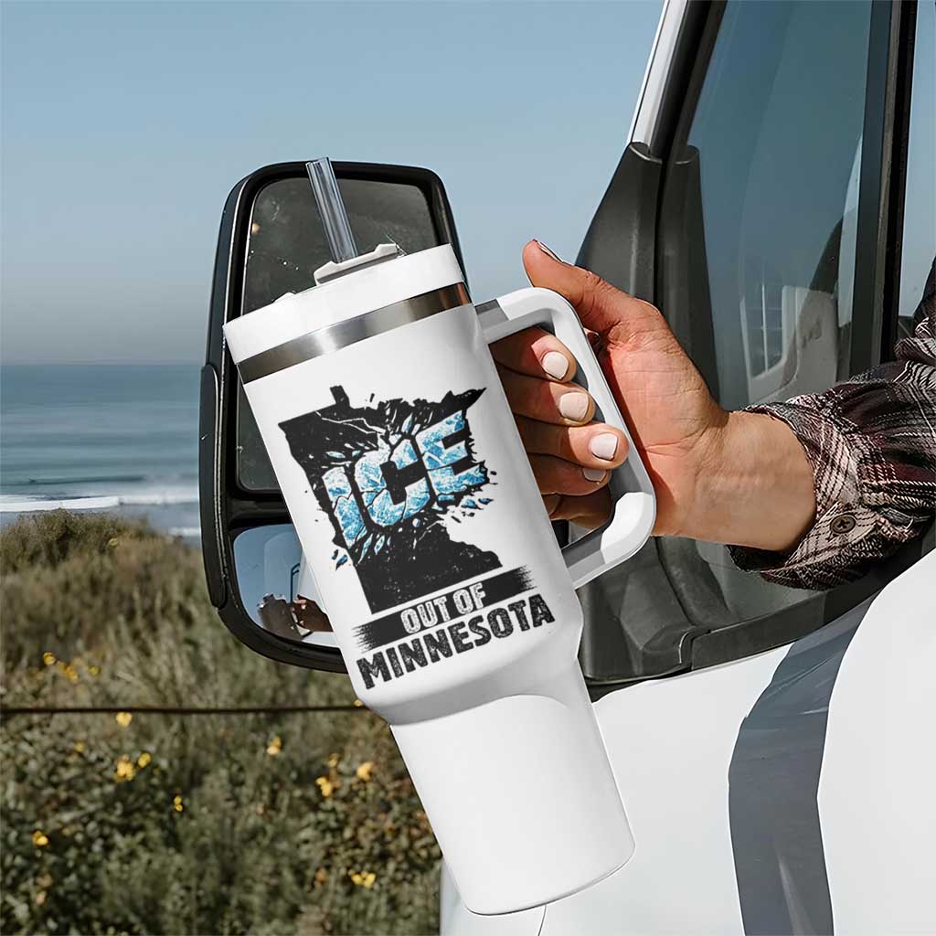 Ice Out of Minnesota Tumbler With Handle MN State Map Abolish Ice Protest
