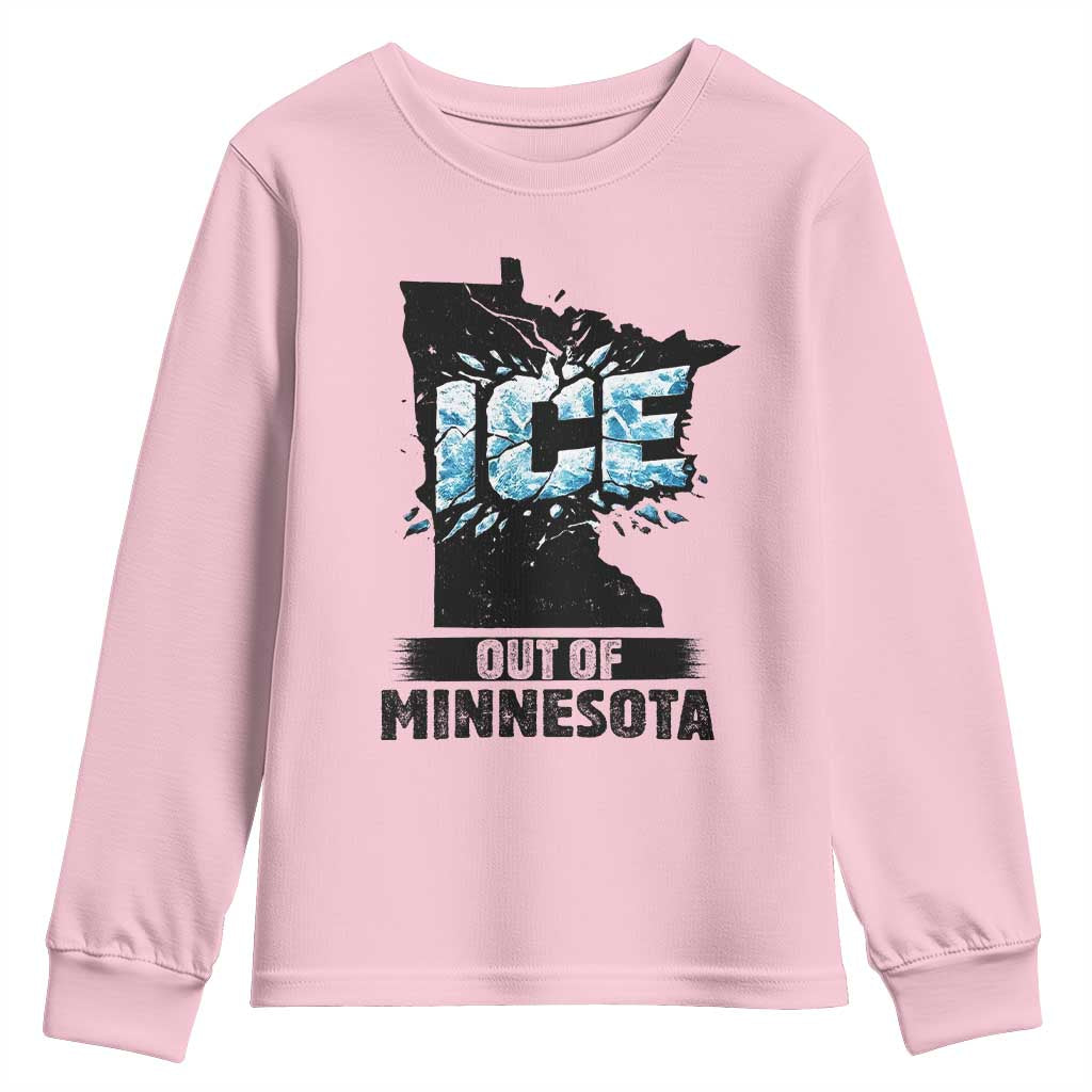 Ice Out of Minnesota Youth Sweatshirt MN State Map Abolish Ice Protest