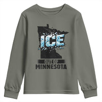 Ice Out of Minnesota Youth Sweatshirt MN State Map Abolish Ice Protest