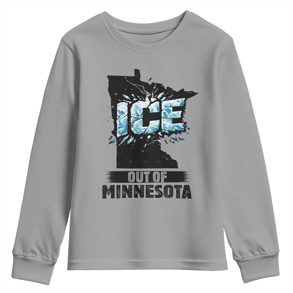 Ice Out of Minnesota Youth Sweatshirt MN State Map Abolish Ice Protest