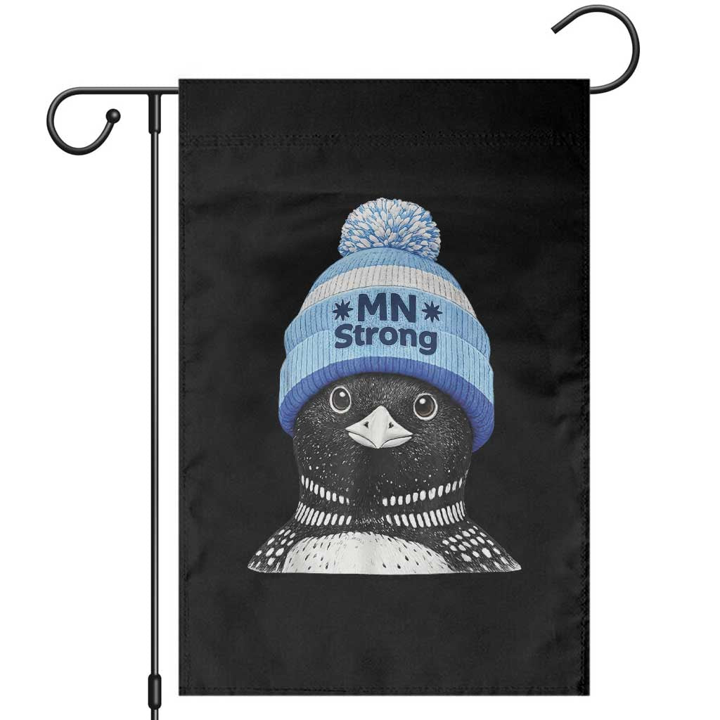 MN Strong Winter Loon with Blue Beanie Garden Flag Stand with Minnesota Justice Protest