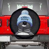 MN Strong Winter Loon with Blue Beanie Spare Tire Cover Stand with Minnesota Justice Protest