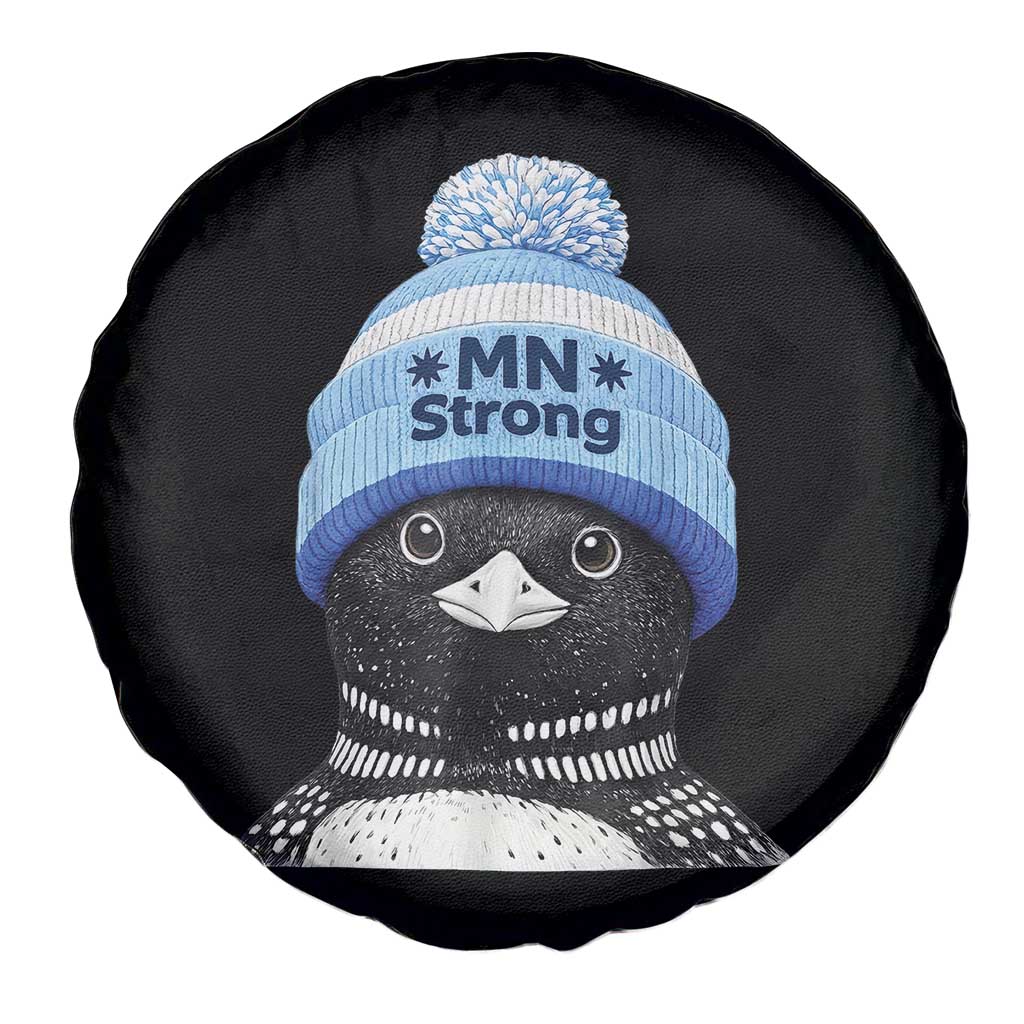 MN Strong Winter Loon with Blue Beanie Spare Tire Cover Stand with Minnesota Justice Protest