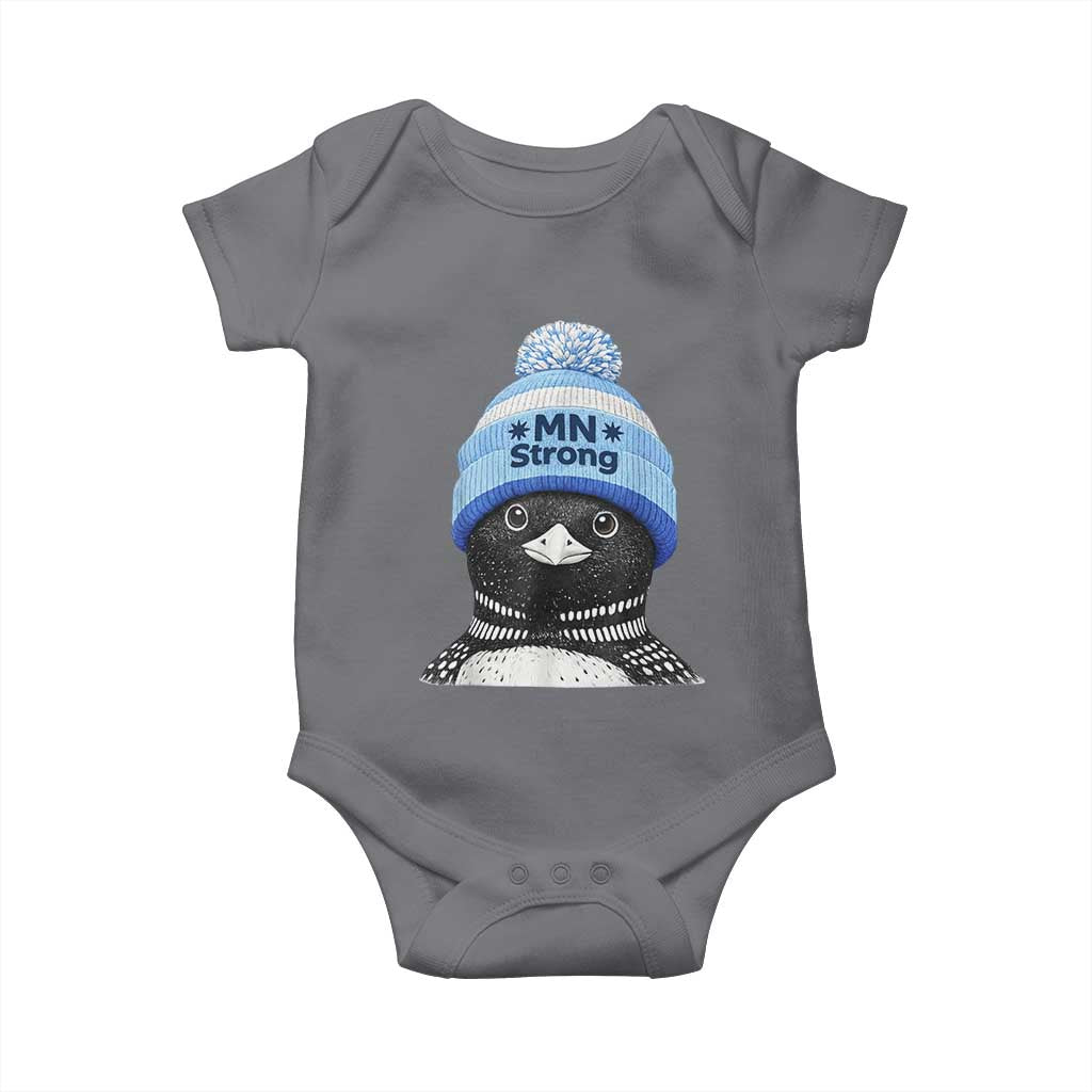 MN Strong Winter Loon with Blue Beanie Baby Onesie Stand with Minnesota Justice Protest