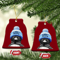 MN Strong Winter Loon with Blue Beanie Ceramic Ornament Stand with Minnesota Justice Protest