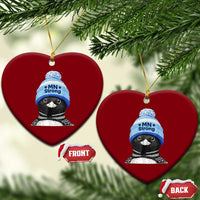 MN Strong Winter Loon with Blue Beanie Ceramic Ornament Stand with Minnesota Justice Protest