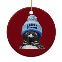 MN Strong Winter Loon with Blue Beanie Ceramic Ornament Stand with Minnesota Justice Protest