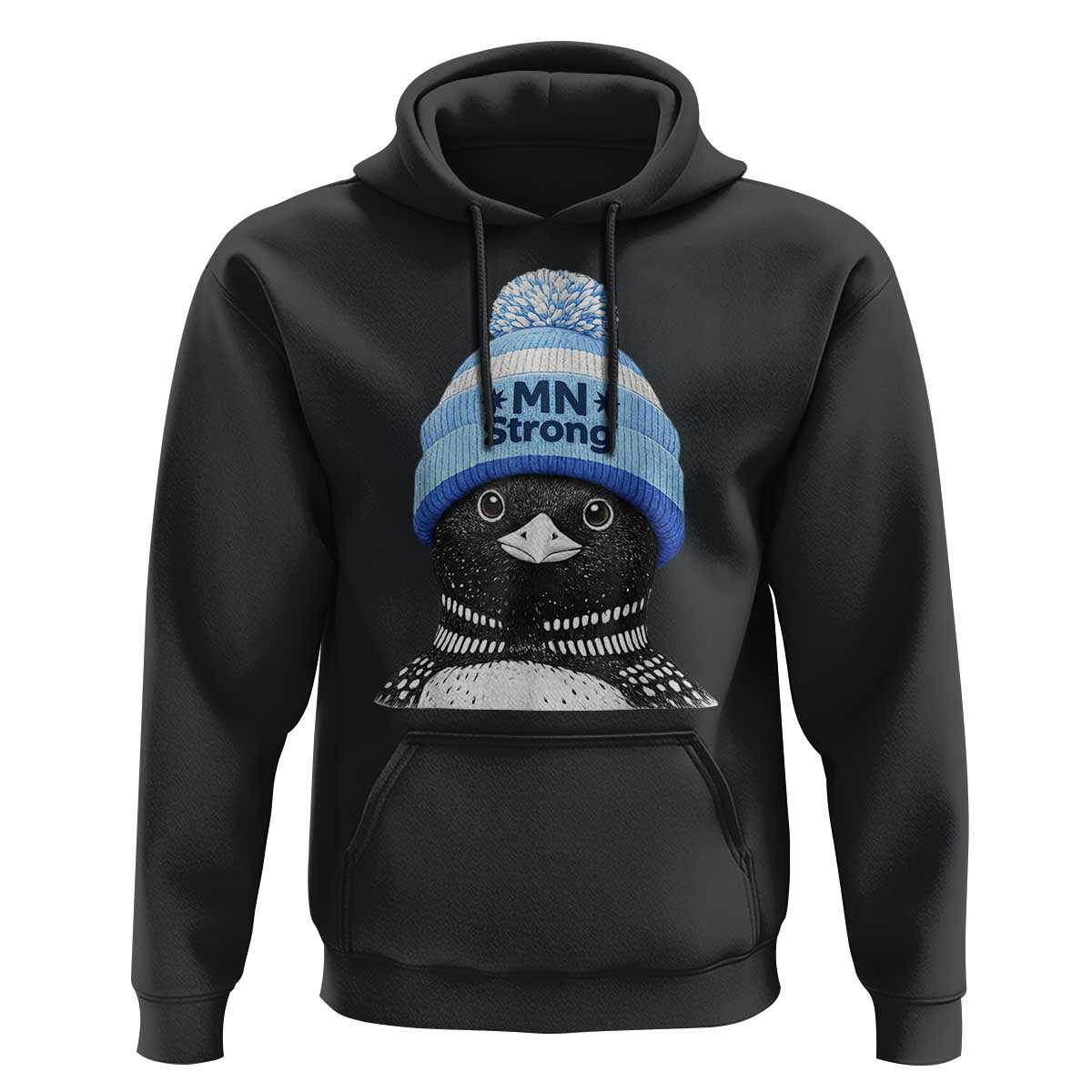 MN Strong Winter Loon with Blue Beanie Hoodie Stand with Minnesota Justice Protest
