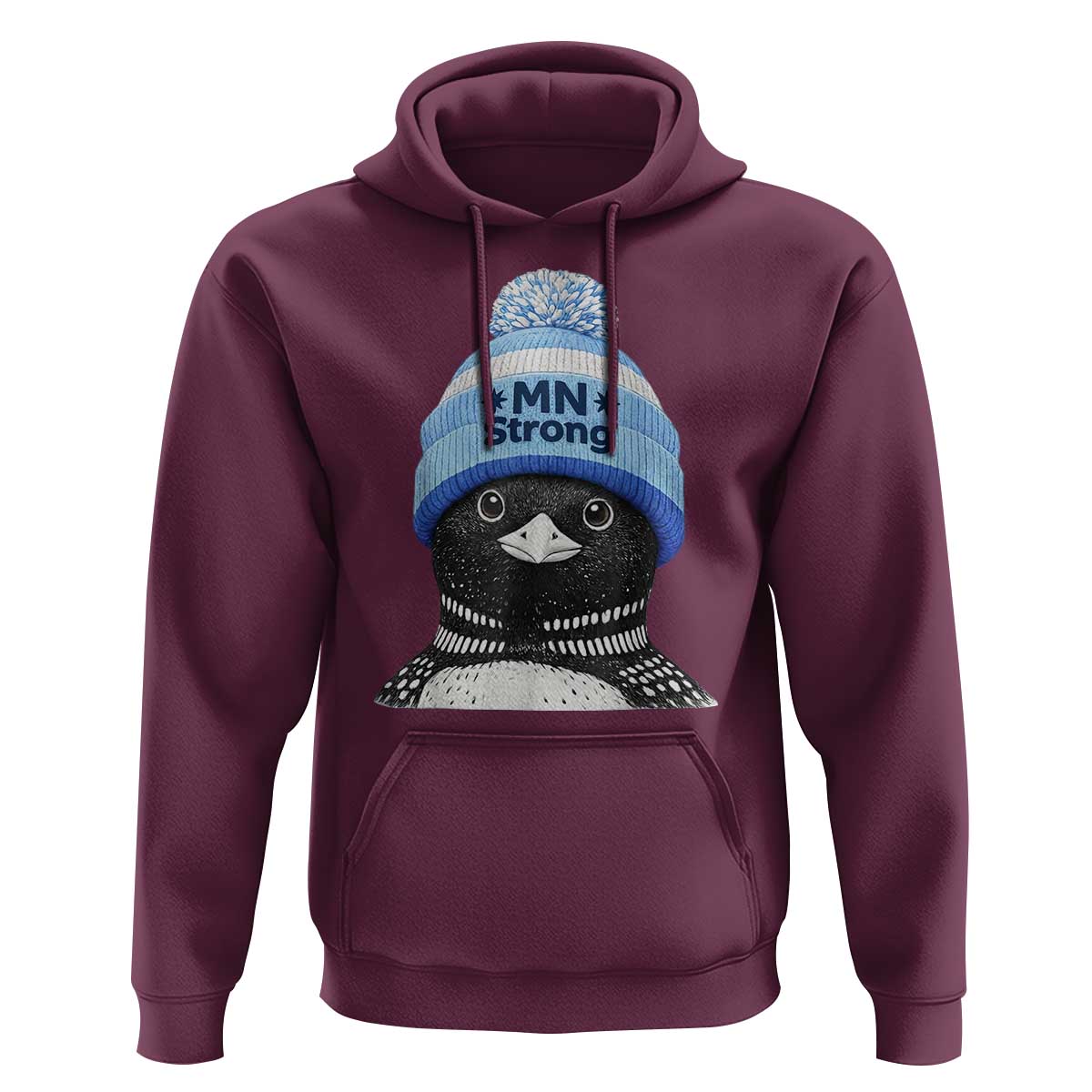 MN Strong Winter Loon with Blue Beanie Hoodie Stand with Minnesota Justice Protest
