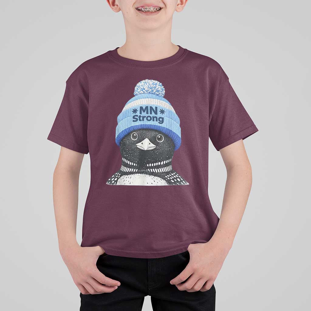 MN Strong Winter Loon with Blue Beanie T Shirt For Kid Stand with Minnesota Justice Protest