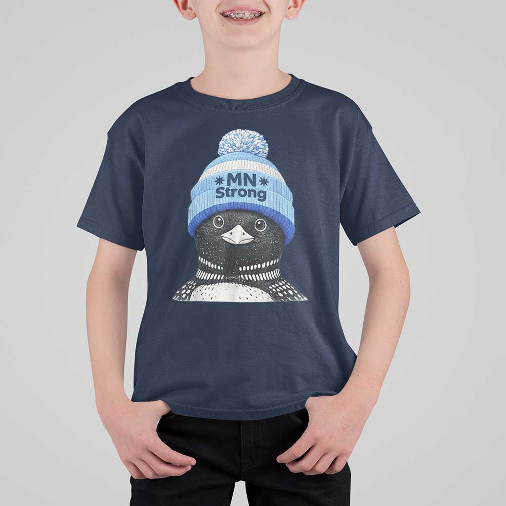 MN Strong Winter Loon with Blue Beanie T Shirt For Kid Stand with Minnesota Justice Protest