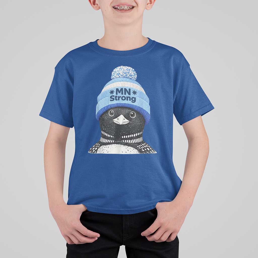 MN Strong Winter Loon with Blue Beanie T Shirt For Kid Stand with Minnesota Justice Protest