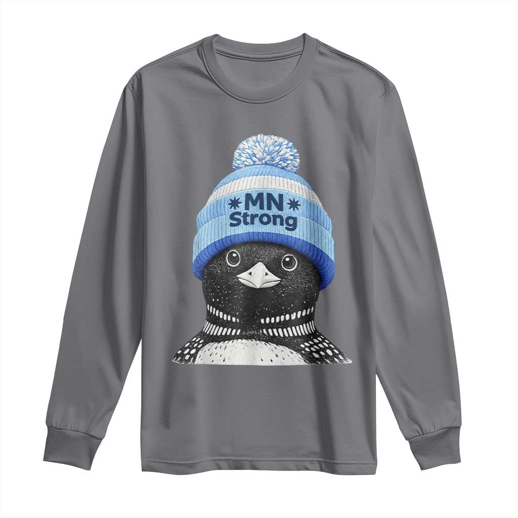 MN Strong Winter Loon with Blue Beanie Long Sleeve Shirt Stand with Minnesota Justice Protest