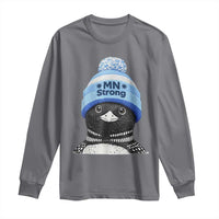 MN Strong Winter Loon with Blue Beanie Long Sleeve Shirt Stand with Minnesota Justice Protest