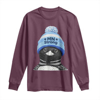 MN Strong Winter Loon with Blue Beanie Long Sleeve Shirt Stand with Minnesota Justice Protest