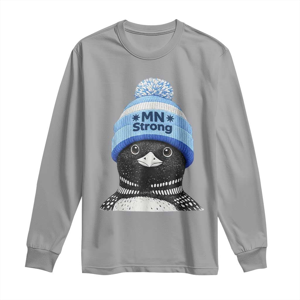 MN Strong Winter Loon with Blue Beanie Long Sleeve Shirt Stand with Minnesota Justice Protest