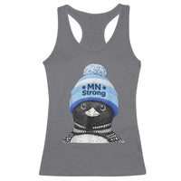 MN Strong Winter Loon with Blue Beanie Racerback Tank Top Stand with Minnesota Justice Protest