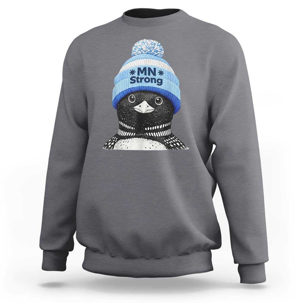 MN Strong Winter Loon with Blue Beanie Sweatshirt Stand with Minnesota Justice Protest