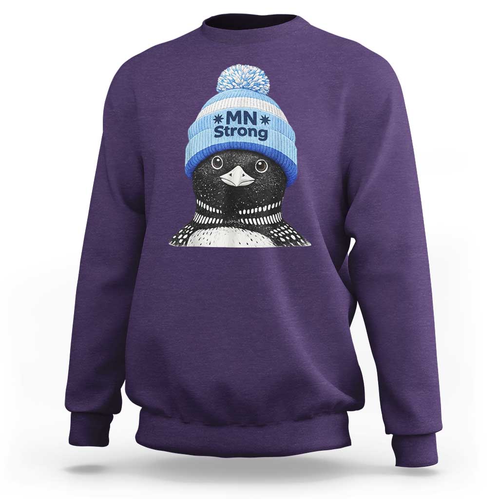 MN Strong Winter Loon with Blue Beanie Sweatshirt Stand with Minnesota Justice Protest