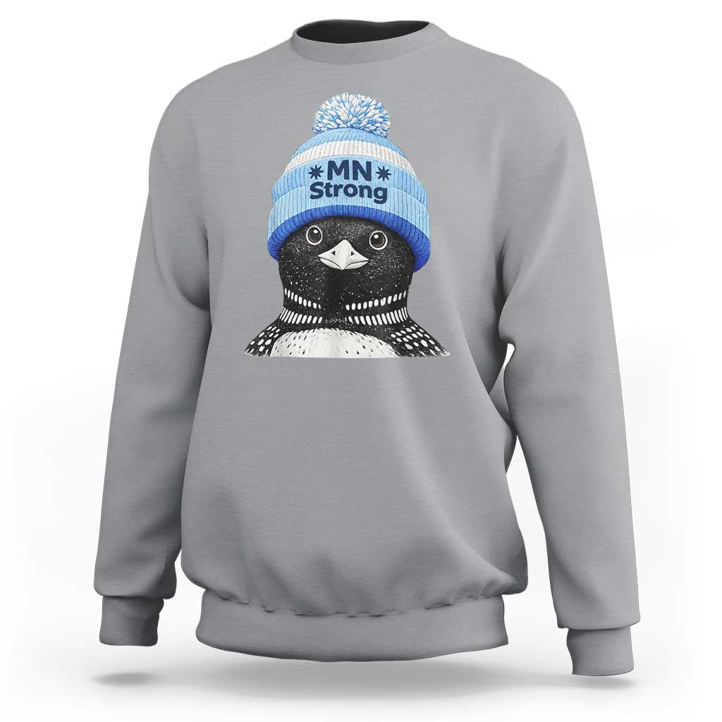 MN Strong Winter Loon with Blue Beanie Sweatshirt Stand with Minnesota Justice Protest