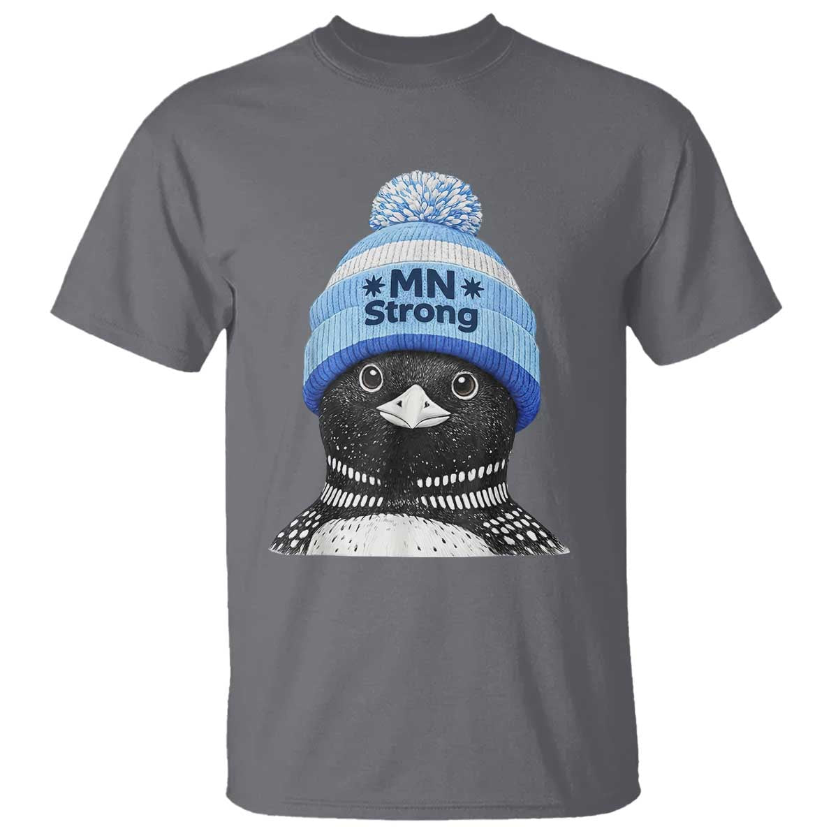 MN Strong Winter Loon with Blue Beanie T Shirt Stand with Minnesota Justice Protest