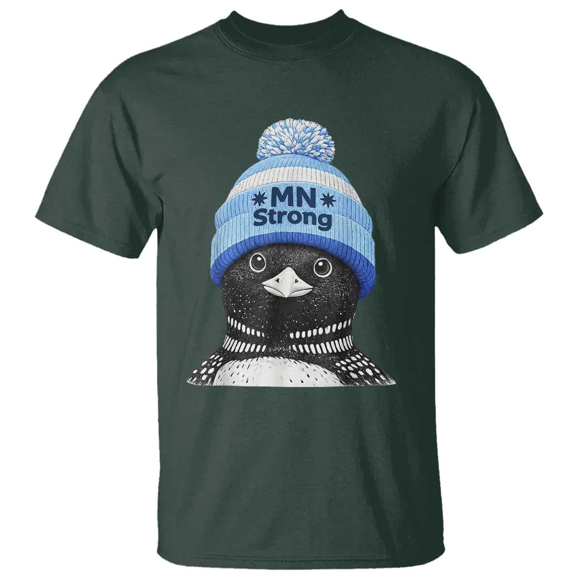 MN Strong Winter Loon with Blue Beanie T Shirt Stand with Minnesota Justice Protest