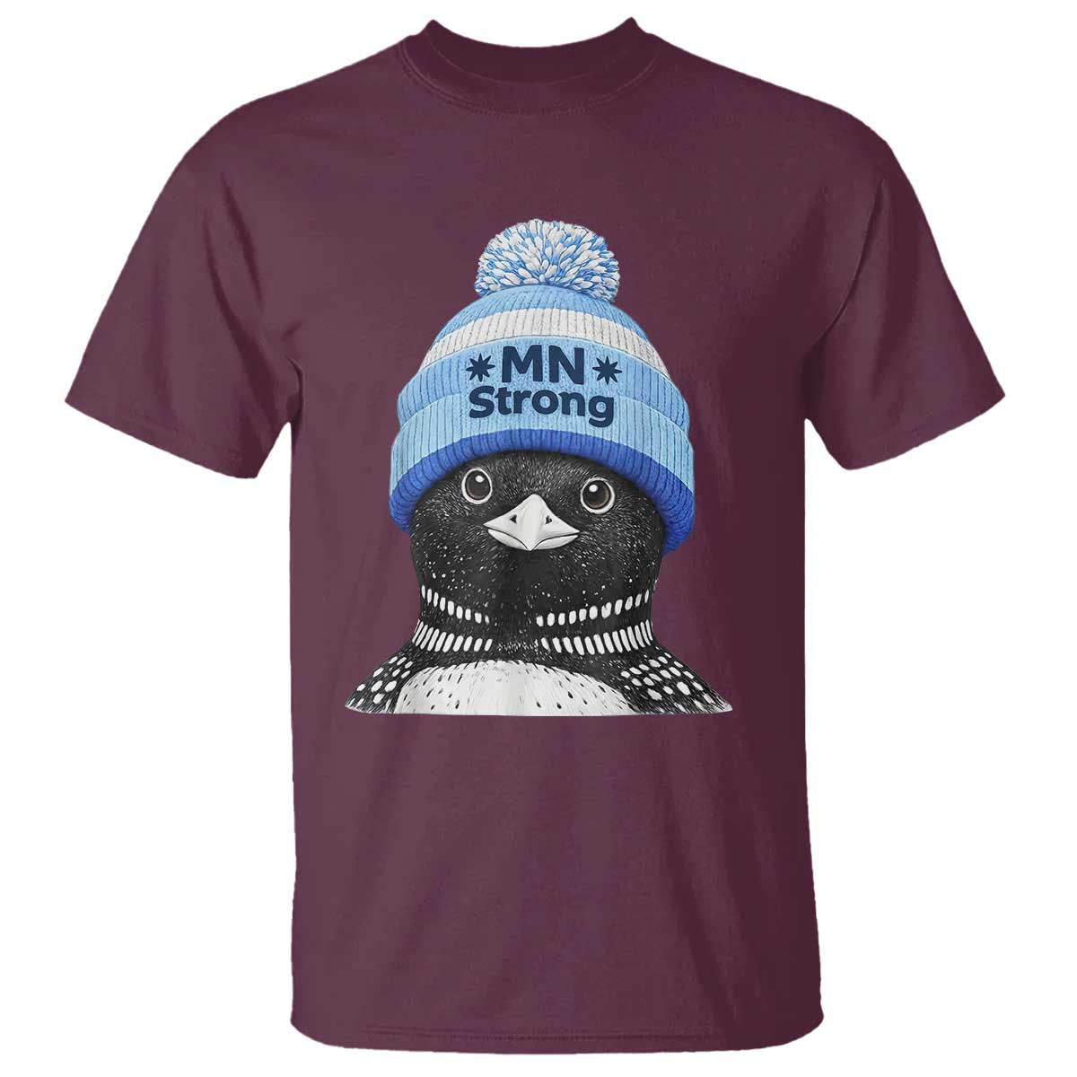 MN Strong Winter Loon with Blue Beanie T Shirt Stand with Minnesota Justice Protest