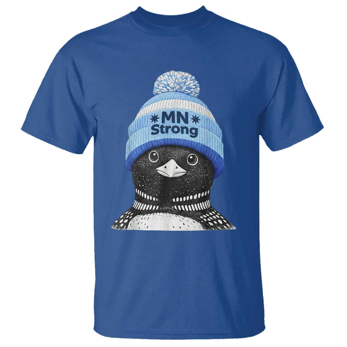 MN Strong Winter Loon with Blue Beanie T Shirt Stand with Minnesota Justice Protest