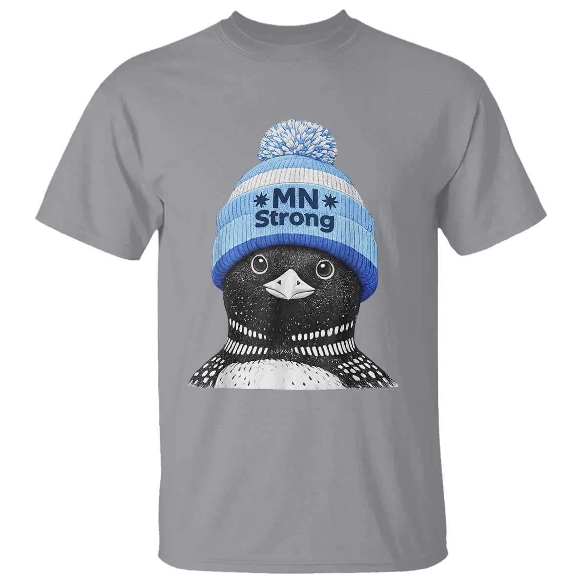 MN Strong Winter Loon with Blue Beanie T Shirt Stand with Minnesota Justice Protest