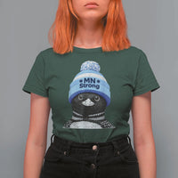 MN Strong Winter Loon with Blue Beanie T Shirt For Women Stand with Minnesota Justice Protest