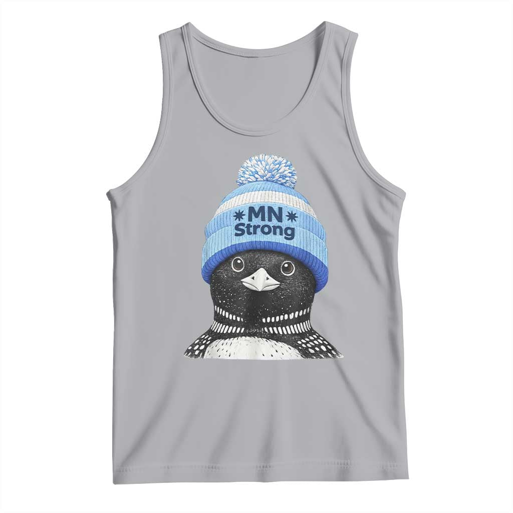 MN Strong Winter Loon with Blue Beanie Tank Top Stand with Minnesota Justice Protest