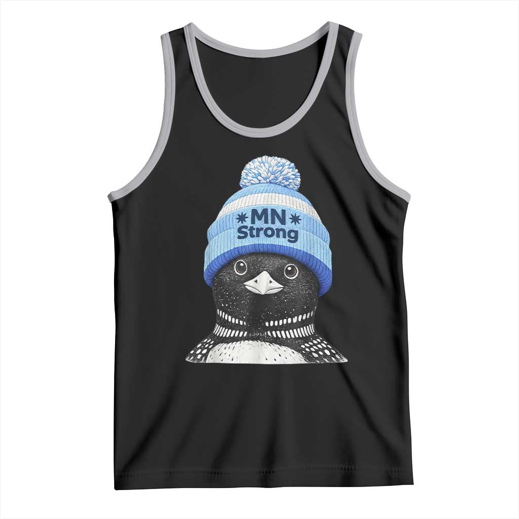 MN Strong Winter Loon with Blue Beanie Tank Top Stand with Minnesota Justice Protest