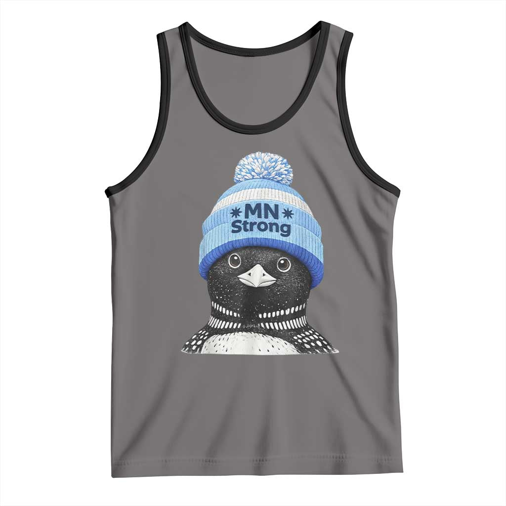 MN Strong Winter Loon with Blue Beanie Tank Top Stand with Minnesota Justice Protest