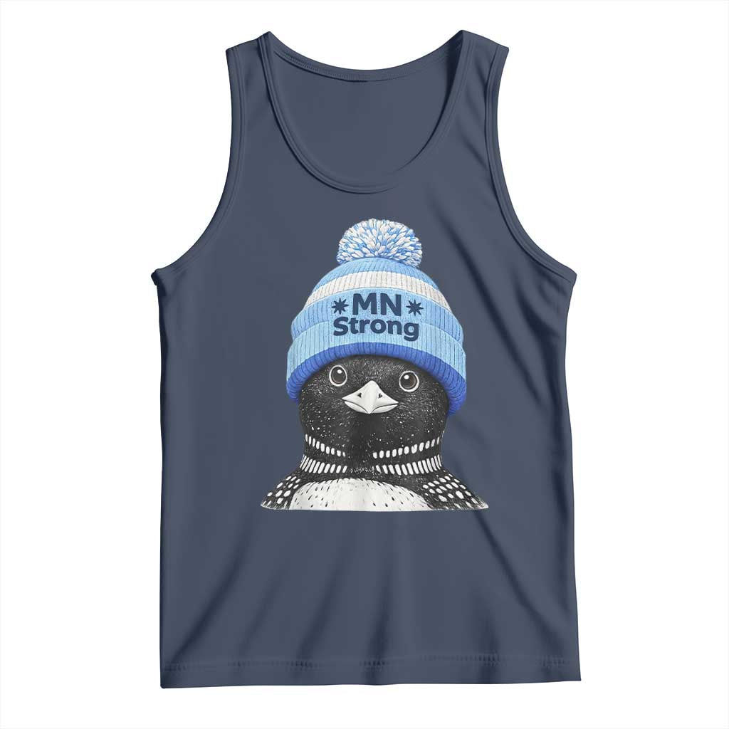 MN Strong Winter Loon with Blue Beanie Tank Top Stand with Minnesota Justice Protest