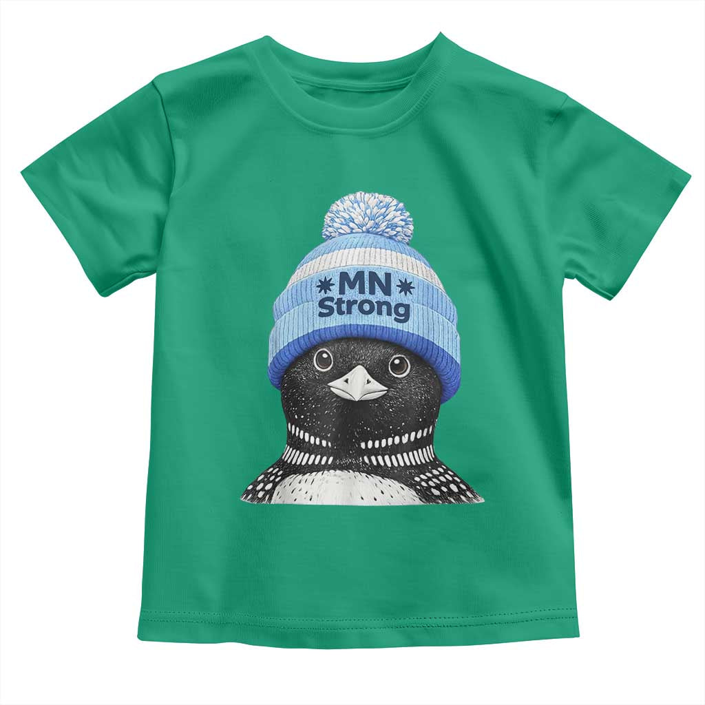 MN Strong Winter Loon with Blue Beanie Toddler T Shirt Stand with Minnesota Justice Protest