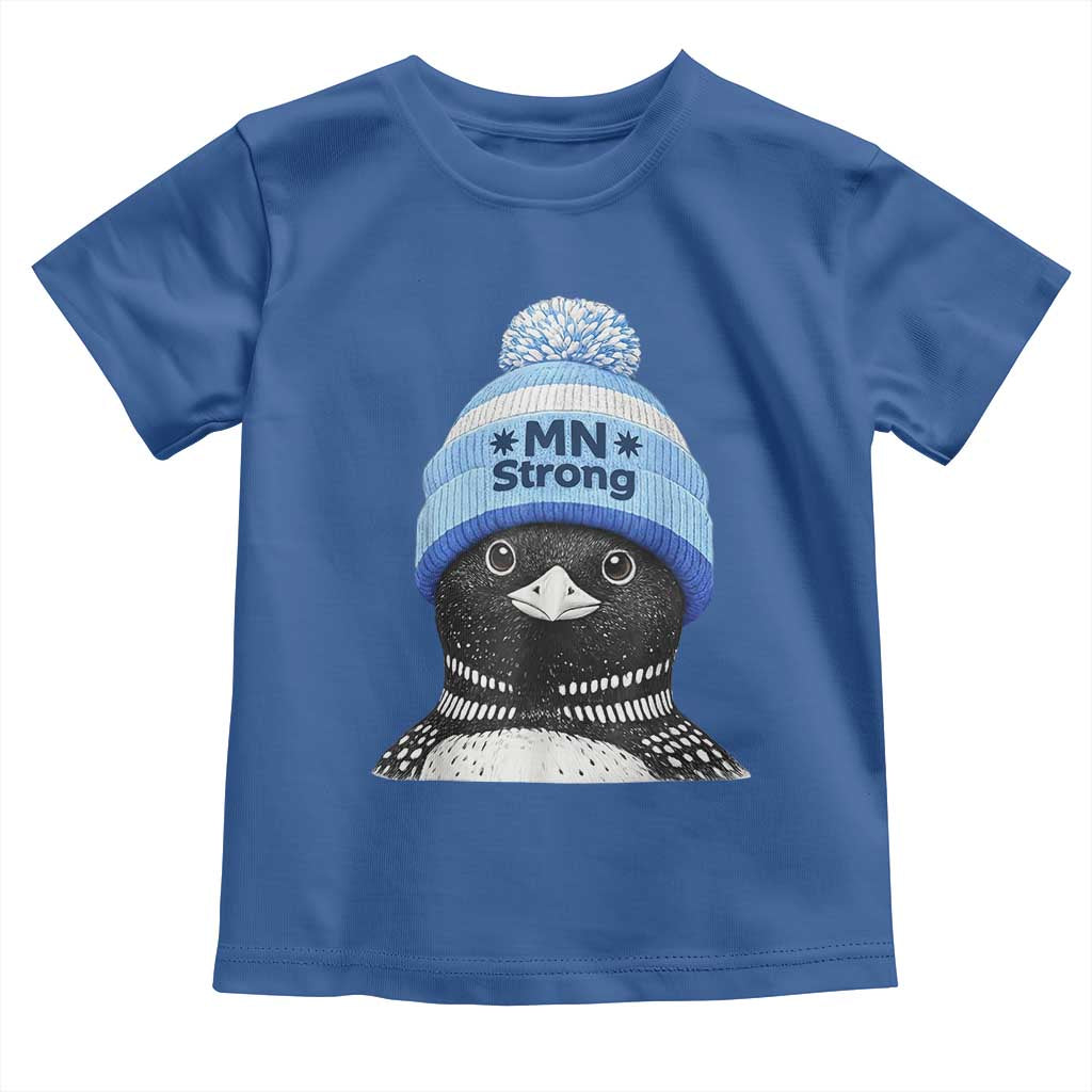 MN Strong Winter Loon with Blue Beanie Toddler T Shirt Stand with Minnesota Justice Protest