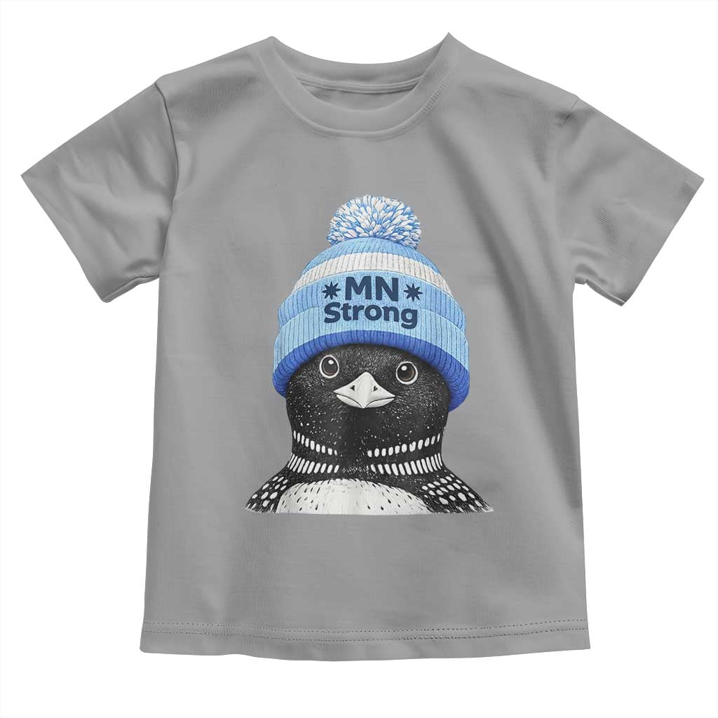 MN Strong Winter Loon with Blue Beanie Toddler T Shirt Stand with Minnesota Justice Protest