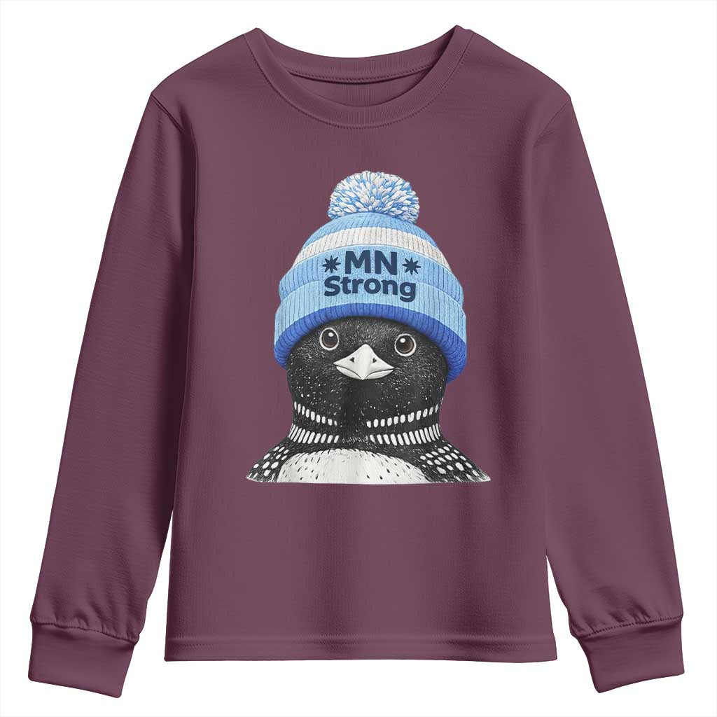 MN Strong Winter Loon with Blue Beanie Youth Sweatshirt Stand with Minnesota Justice Protest