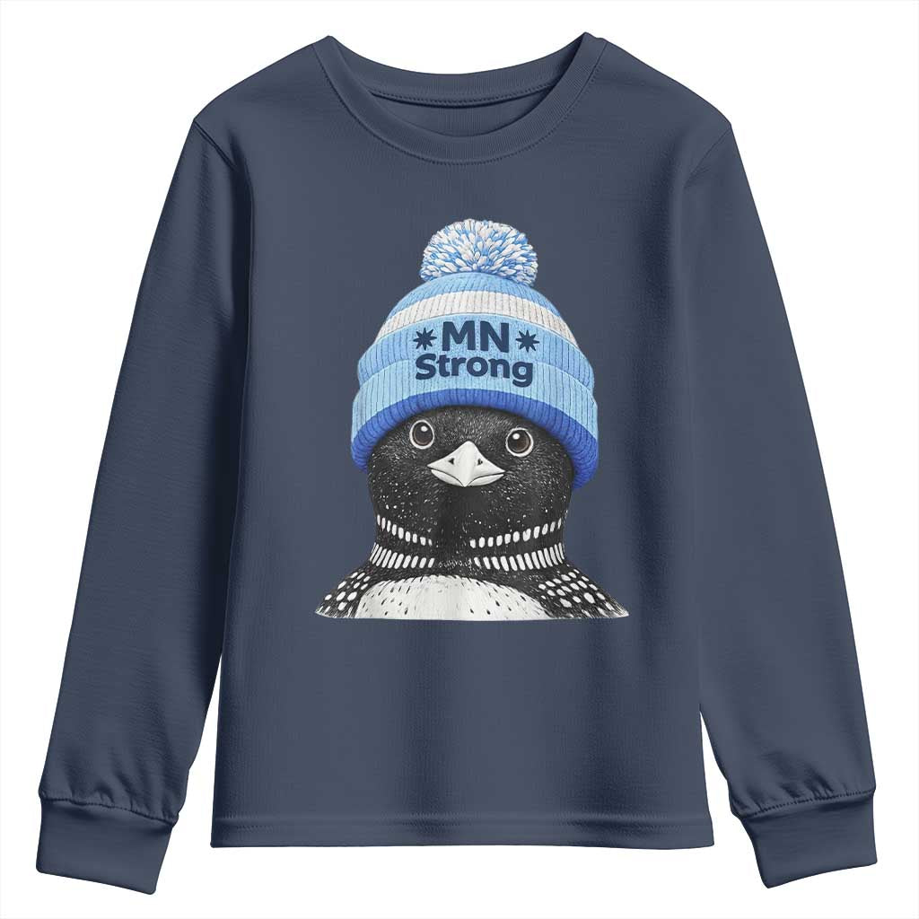 MN Strong Winter Loon with Blue Beanie Youth Sweatshirt Stand with Minnesota Justice Protest