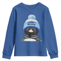MN Strong Winter Loon with Blue Beanie Youth Sweatshirt Stand with Minnesota Justice Protest