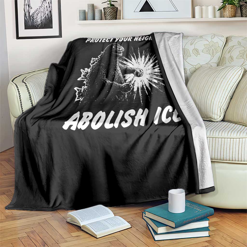 Protect Your Neighbors Abolish Ice Throw Blanket Monster Resitance Protest Graphic