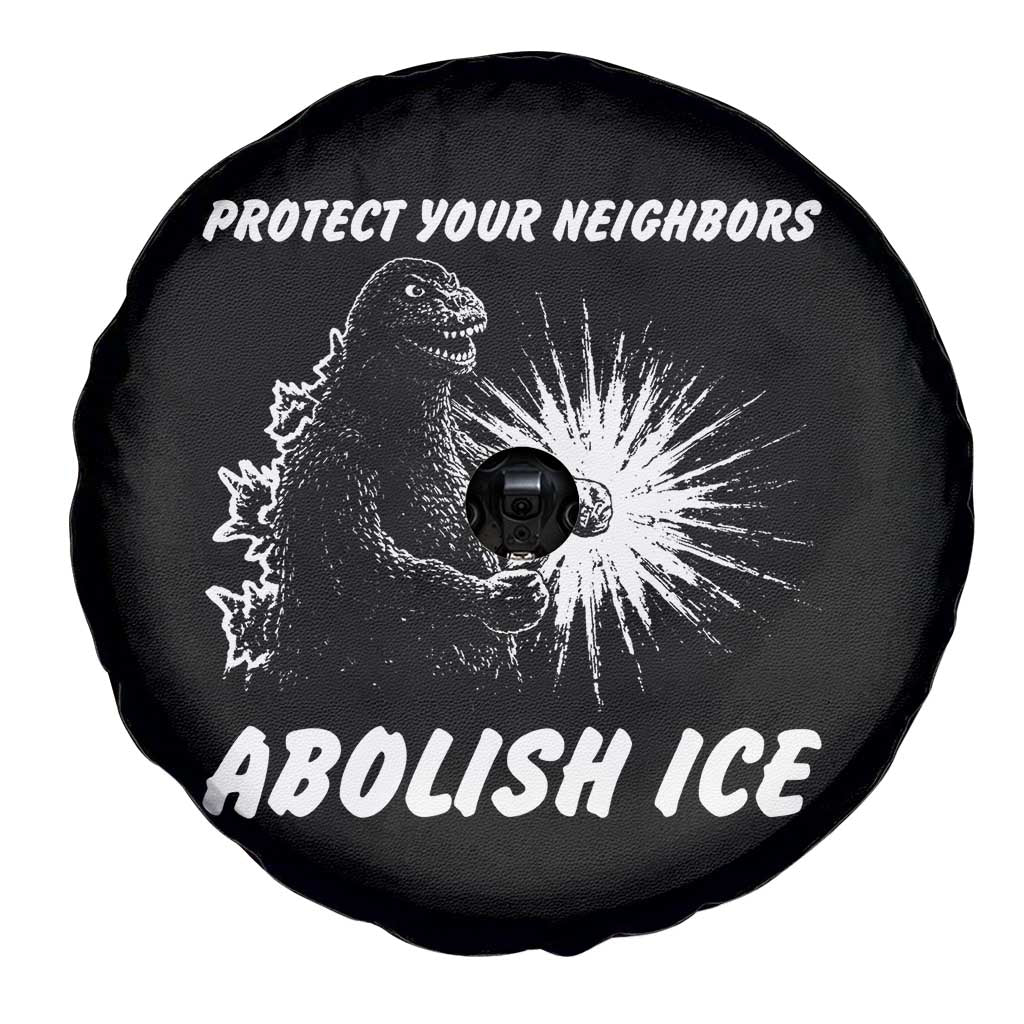 Protect Your Neighbors Abolish Ice Spare Tire Cover Monster Resitance Protest Graphic