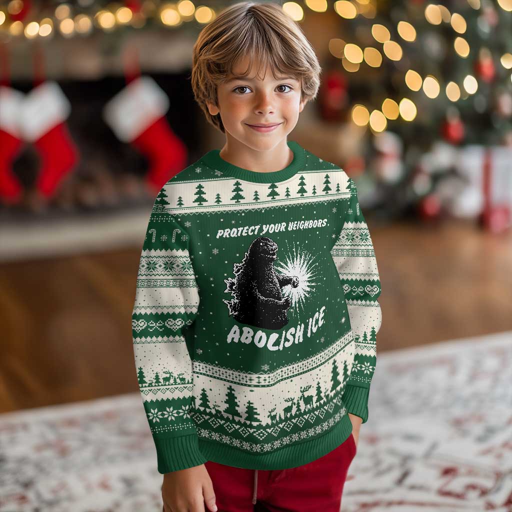 Protect Your Neighbors Abolish Ice Ugly Christmas Sweater Monster Resitance Protest Graphic