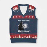Protect Your Neighbors Abolish Ice V-Neck Knit Sweater Vest Monster Resitance Protest Graphic